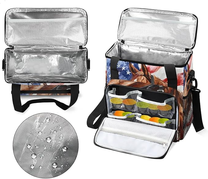 Coffee Maker Carrying Bag Horse American Flag Single Cup Coffee Maker Travel Bag Compatible with Keurig K-Mini or K-Mini Plus Portable Storage Bag with Shoulder StrapAZ-199