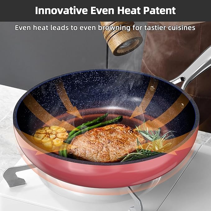 Nuwave Lux 13pc Forged Lightweight Cookware Set PFAS Free Healthy G10 Duralon Ceramic Coating Ultra Non-Stick Stay-Cool Handles Works on All Cooktops &amp Induction Ready