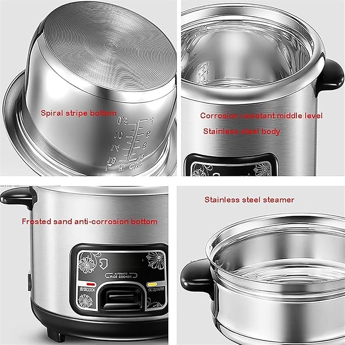 THEGA Rice Cooker - Rice Cooker With Steamer Basket Rice Cooker And Steamer-warm Function (2/3/4/5L) 201 Stainless Steel Liner With Spatula And Measuring Cup For 1-7 People (Size : 5L)
