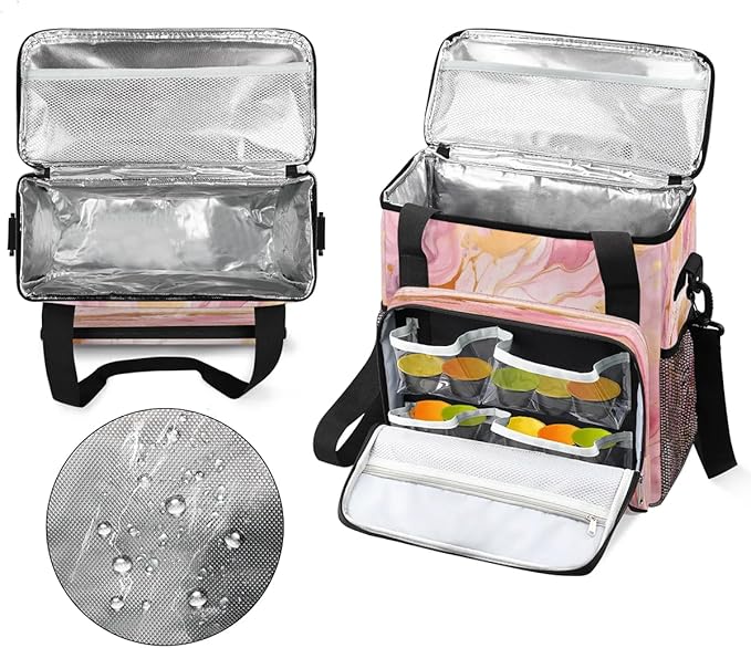 Golden Waves Marble Pattern Coffee Maker Carrying Bag Compatible with K-Mini or K-Mini Plus Portable Single Cup Coffee Maker Case with Pockets for K Cup Pods