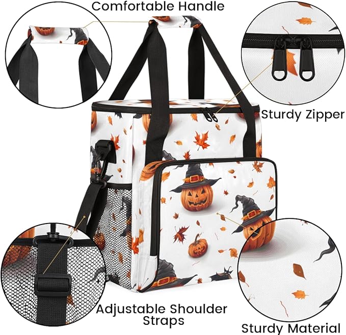 Retro Pumpkin Coffee Maker Carrying Bag Gothic Pumpkin Travel Storage Bag Compatible with K-Mini or K-Mini Plus Single Serve Coffee Brewer Carrying Case with Multiple Pockets &amp Shoulder Strap