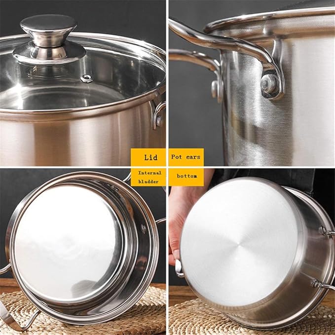 Saucepan Set Stainless Steel Cookware Set with Toughened Glass Lids Suitable for All Stove Types Induction Cooker 3 Pieces Pot &amp Pan Sets