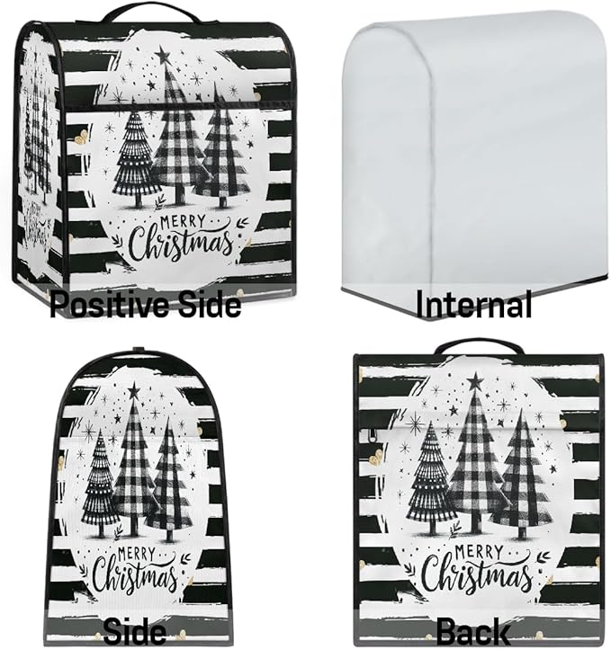cfpolar Kitchen Aid Mixer Cover Compatible with 6-8 Quarts Christmas Tree Black And White Stand Mixer Cover Kitchen Aid Mixers Accessories Appliance Organizer Bag Dust Covers with Zipper Pocket