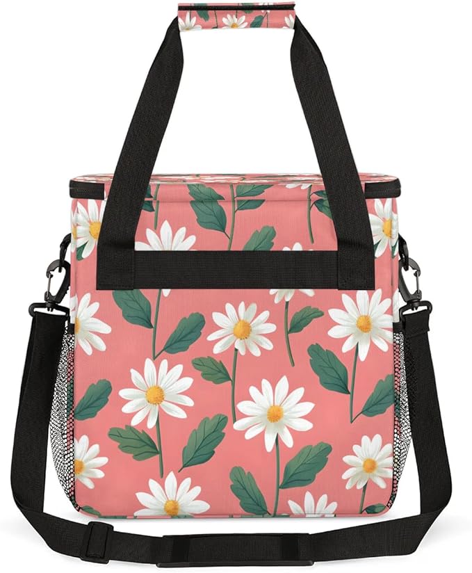 Foral Daisy Printed Coffee Maker Carrying Bag for Keurig K-Mini or K-Mini Plus Storage Portable Coffee Maker Travel Bag