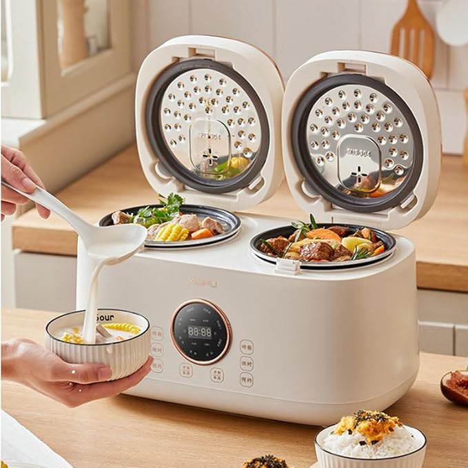 Professional Electric Rice Cooker400W 2L+2L Home Double Inner Tank Multi Function Rice Cooker 24H Appointment Non Stick Integrated Rice Cooker