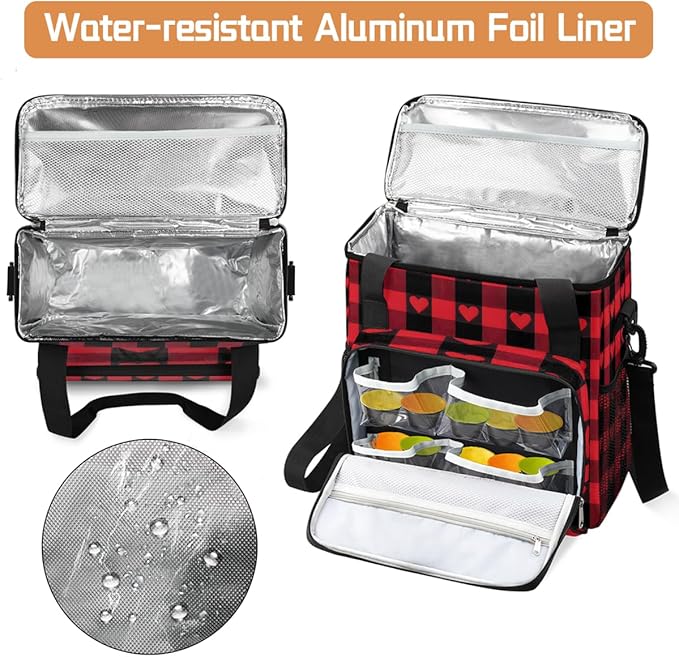 Valentine Heart Striped Plaid Coffee Maker Carrying Bag Coffee Machine Travel Storage Bag Compatible with K-Mini or K-Mini Plus Portable Single Serve Coffees Brewer Case with Pockets for K-Cup Pods