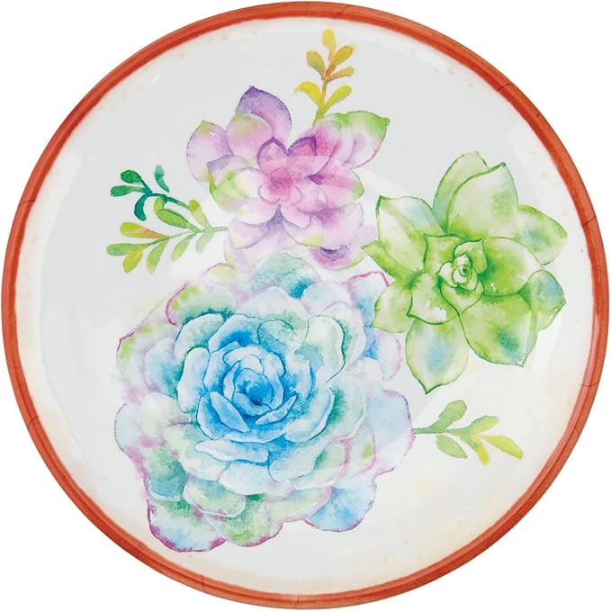 UPware 12 Piece Sweet Succulents Melamine Dinnerware Sets Outdoor Dishes Set Plates and Bowls Sets Service for 4 Multicolor