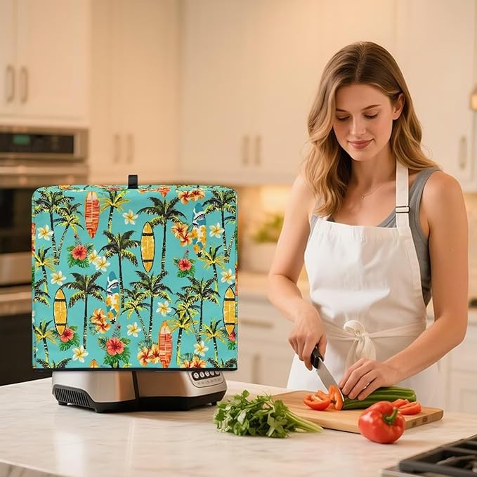 Tropical Tree Easy to Store Juicer Cover – Blender Dust Cover for Home Kitchen Fits Most Stand Mixers Machine Washable Stylish Floral Print Protects from Dust