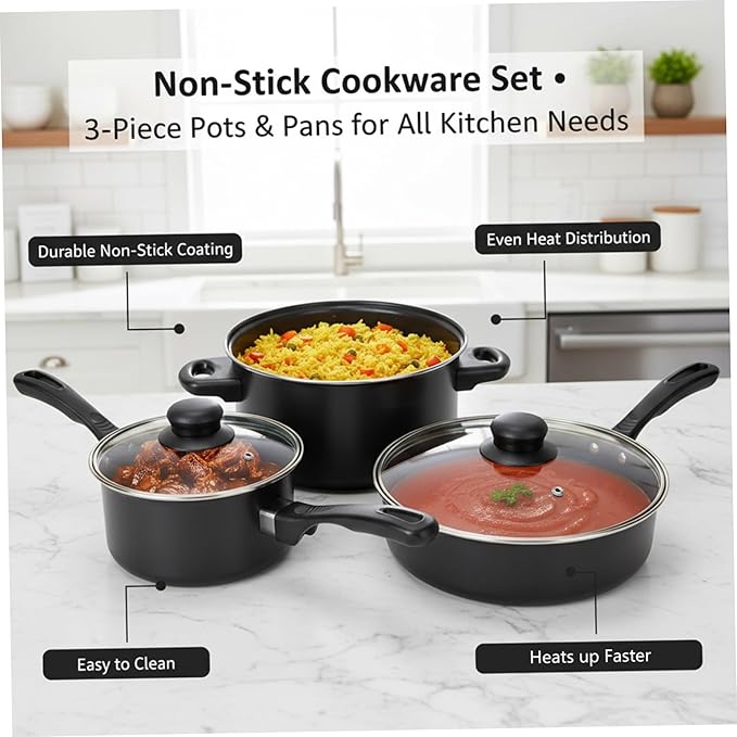 Non Stick Pots and Pans Set 13 Piece Cookware Set with Frying Pans Saucepan Lid Spoon and Spatula Kitchen Cooking for Home Daily Cooking