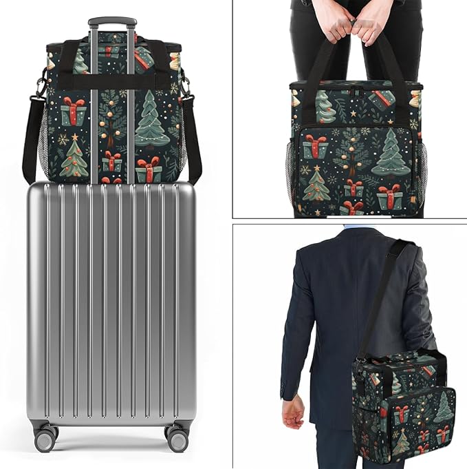 Oil Painting Tree Xmas Coffee Maker Carrying Bag Travel Storage Bag Compatible with K-Mini or K-Mini Plus Single Serve Coffee Brewer Carrying Case with Multiple Pockets &amp Shoulder Strap
