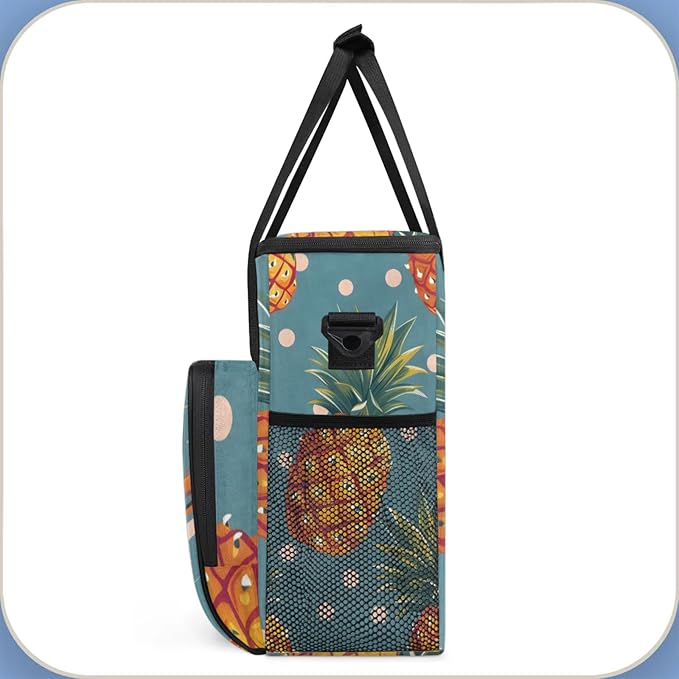 Pineapples Dots Coffee Maker Travel Bag for Keurig K-Mini/K-Mini Plus Insulated Waterproof Tote with Pockets for K-Cup Portable Single-Serve Brewer Case