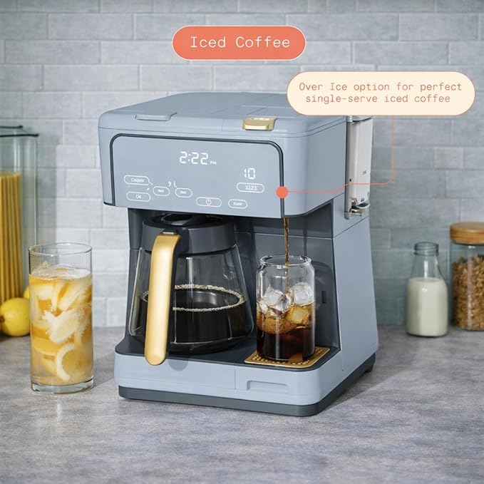 Multi Brew Coffee Maker with Single Serve and Carafe Brewing Options for Countertop Home Use (Cornflower Blue)