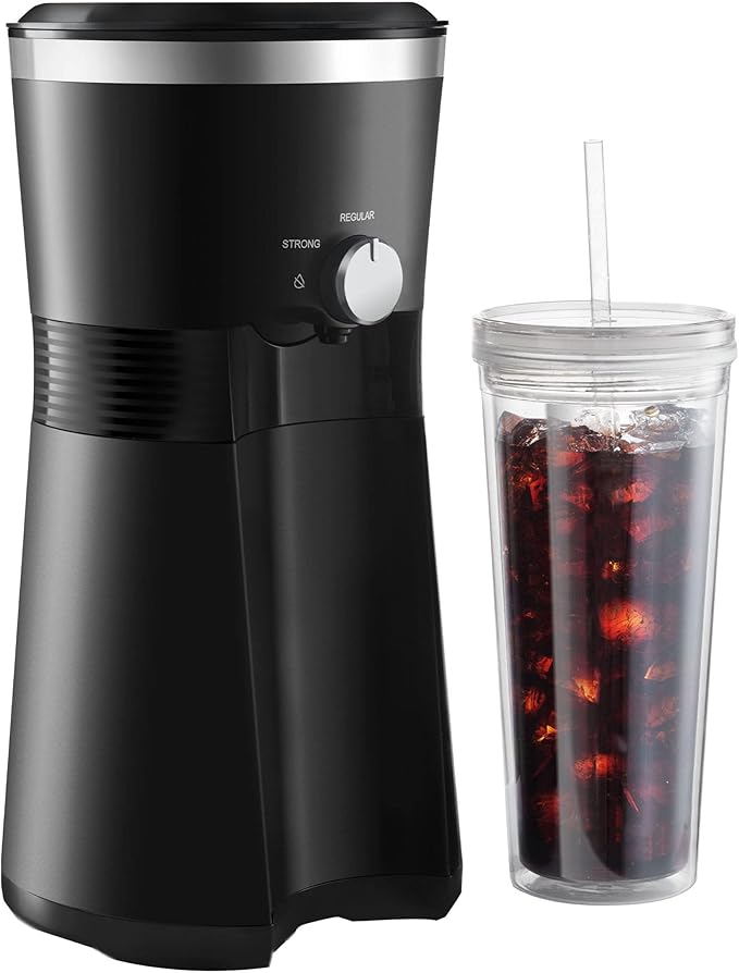 Iced Coffee Maker with 25 fl oz. Reusable Tumbler Black