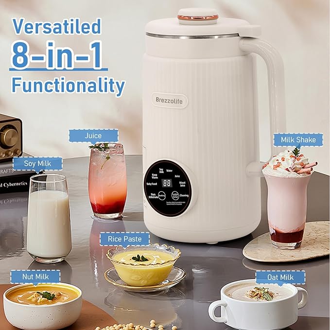 Nut Milk Maker40oz Large Capacity Stainless Steel Automatic Soy Milk Machine for HomemadeOatPlant-Based Milk and Non-Dairy Beverages Almond Cow Milk Machine with Delay StartSelf Cleaning (White)