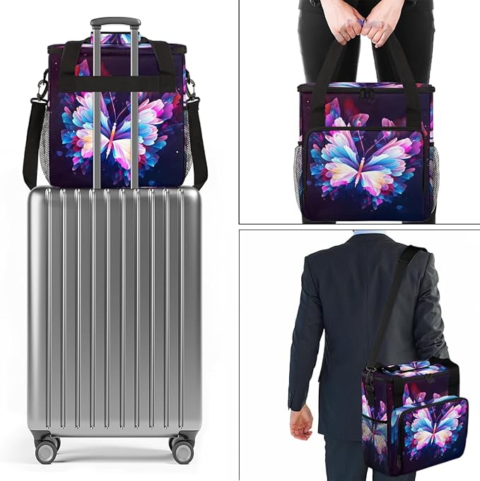 Dreamy Butterfly Coffee Maker Carrying Bag Gothic Butterfly Travel Storage Bag Compatible with K-Mini or K-Mini Plus Single Serve Coffee Brewer Carrying Case with Multiple Pockets &amp Shoulder Str