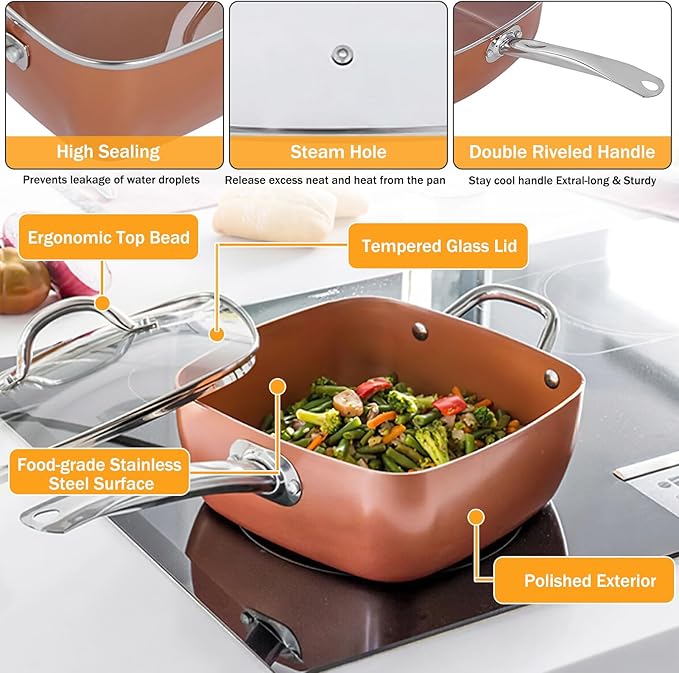 Stainless Steel Cookware Set for Home Chip Frying Pots and Pans Set Set of 4 Stainless Steel Non-stick Multifunctional Frying Pan Non Stick Frying Pans for Oven Dishwasher Safe