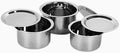Theglobalstore Set of 3 Stainless Steel Heavy Flat Bottom Container Set/Tope/Patila/Cookware Set with Lids (1.8 LTR 2.3 LTR 3 LTR)