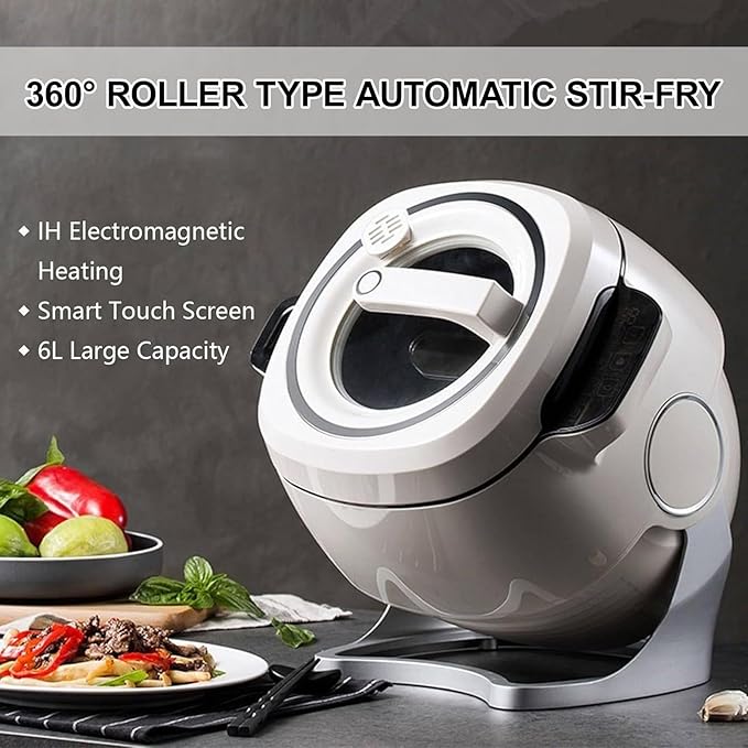 Automatic Cooking Machine 6 L Fry Robot Touch Panel Cooker Robot With 360° Rotating And All-Round Heating Anti-Paste For Domestic/Commercial