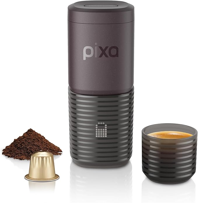 WACACO PIXAPRESSO Coffee Machine Electric &amp Portable With 4 Coffee Types &amp Fast Heat-Up 3 * 3000mAh Battery 20 Bar Portable Espresso Maker For Ground Coffee &amp NS Capsule Dark Burgundy
