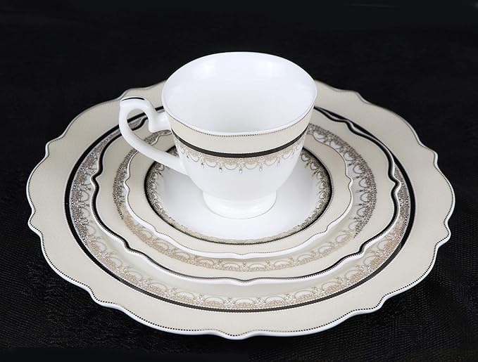 Lorren Home Trends Dalilah Dinnerware Set Navy