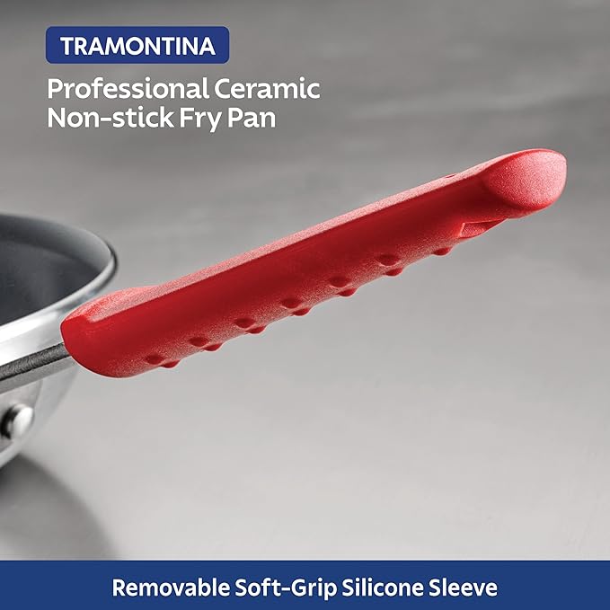 Tramontina Professional 12-Inch Ceramic Non Stick Large Frying Pan Heavy-Gauge Aluminum Skillet with Ceramic Nonstick Coating Dishwasher and Oven Safe Gray