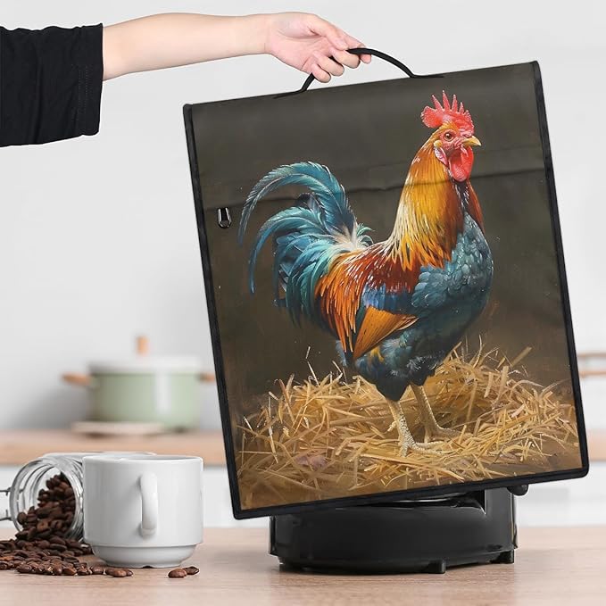 Kitchen Aid Mixer Cover Animal Rooster Autumn Stand Mixer Cover Compatible with 6-8 Quarts Stand Mixers Dust Covers with Zipper Pocket Foldable Washable Kitchen Aid Organizer Bag