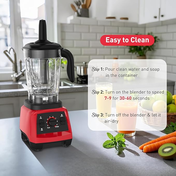 Smoothie Blender 1800W Countertop Professional Blender Juicer for Kitchen Ice Crusher or Juice Milkshake Dessert