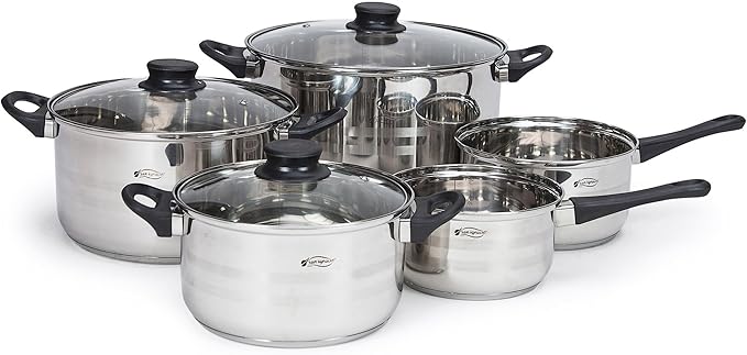 8-piece cookware: 2 pots diameter 16 and 18 pots diameter 20 x diameter 24 and 28 cm + 3-piece pan set 16-20-24 cm made of pressed aluminium + kitchen knife set