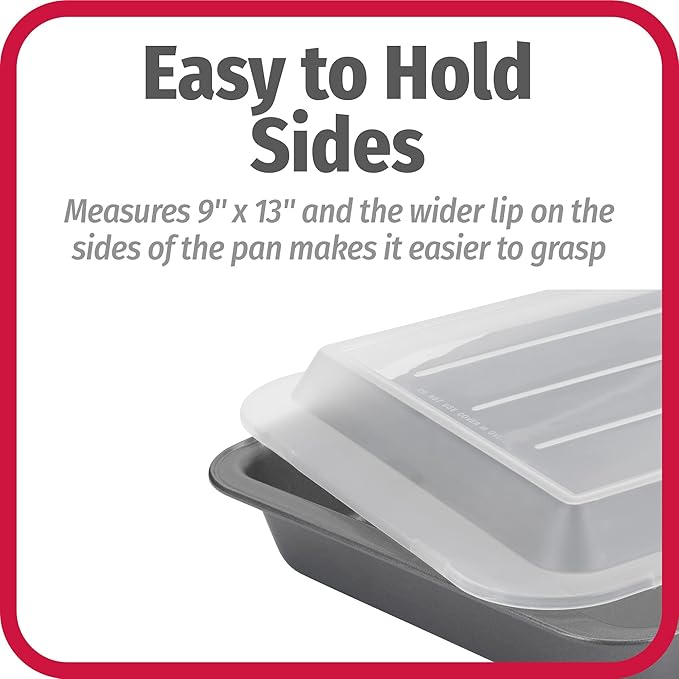 GoodCook Set of 2 Nonstick Steel 13 x 9 Cake Baking Pans with Covers Gray