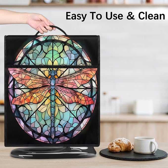 cfpolar Kitchen Aid Mixer Cover Compatible with 6-8 Quarts Animal Dragonfly Glass Painting Stand Mixer Cover Kitchen Aid Mixers Accessories Appliance Organizer Bag Dust Covers with Zipper Pocket