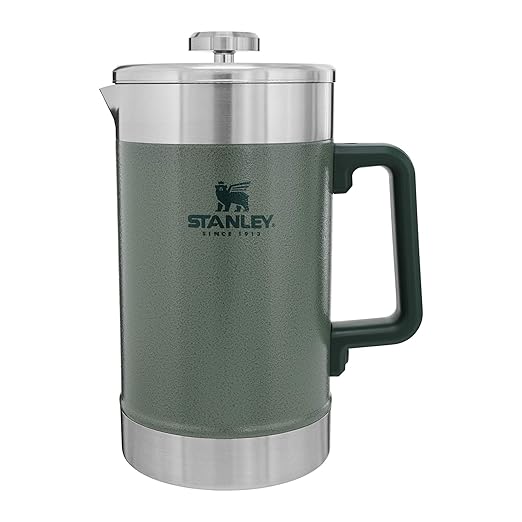 STANLEY Classic Stay-Hot French Press Coffee Maker 48 oz | 5 Minute Brew 4 Hours Hot | Mesh Filter for Coffee Grounds | Insulated Stainless Steel French Press | BPA-Free | Hammertone Green