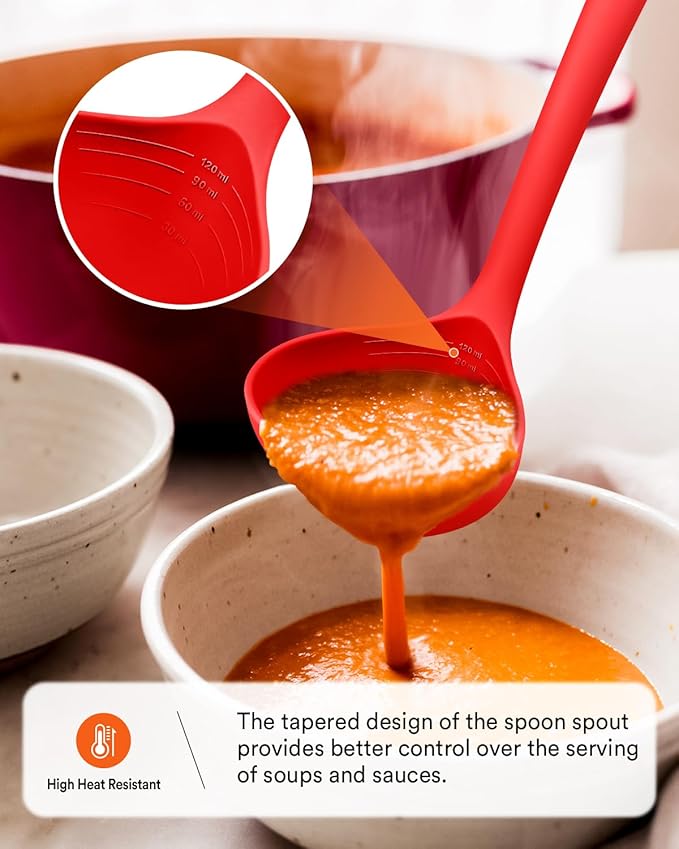 Kitchen Utensils Set 13PCS Silicone Cooking Utensils Heat Resistant Kitchen Utensil Spatula Set for Nonstick Cookware Wooden Handles Kitchen Gadgets Tools Set (RED)