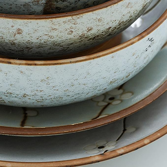 Elegant Dinnerware Set Dinner Plates Bowls Set Ceramic Tableware Set 12-Piece Blue Plum Bowl and Plate Ceramic Tableware Set 4-Person Tableware