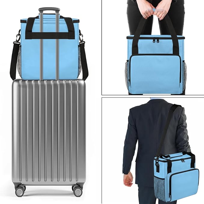 Lightskyblue Coffee Maker Carrying Bag Waterproof Insulated Leakproof Cooler Bag Portable Storage Tote Bag Organizer With Shoulder Strap