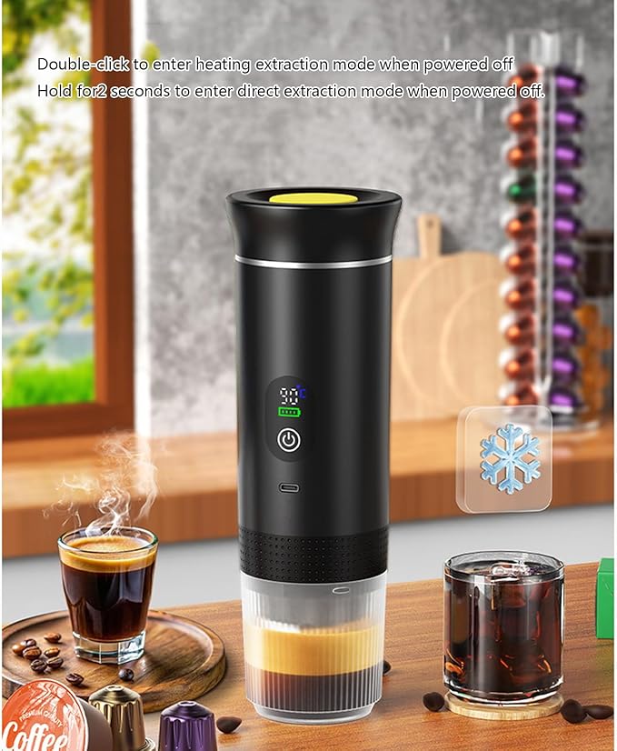 Fast Heating Cordless Coffee Machine 7500mAh Water Tanks USB Charging Suitable for Espresso Cappuccino Outdoor Home Use Digital Coffee Machine