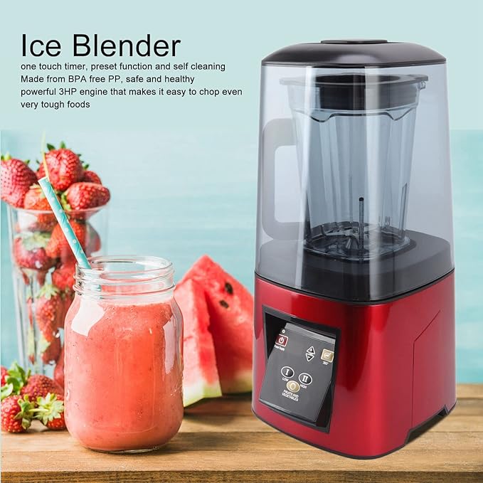2200W Shakes and Smoothies Blender with Soundproof Cover for Kitchen 80 DB High Speed Countertop Blender for Ice Puree Frozen Fruit (US Plug 110V)