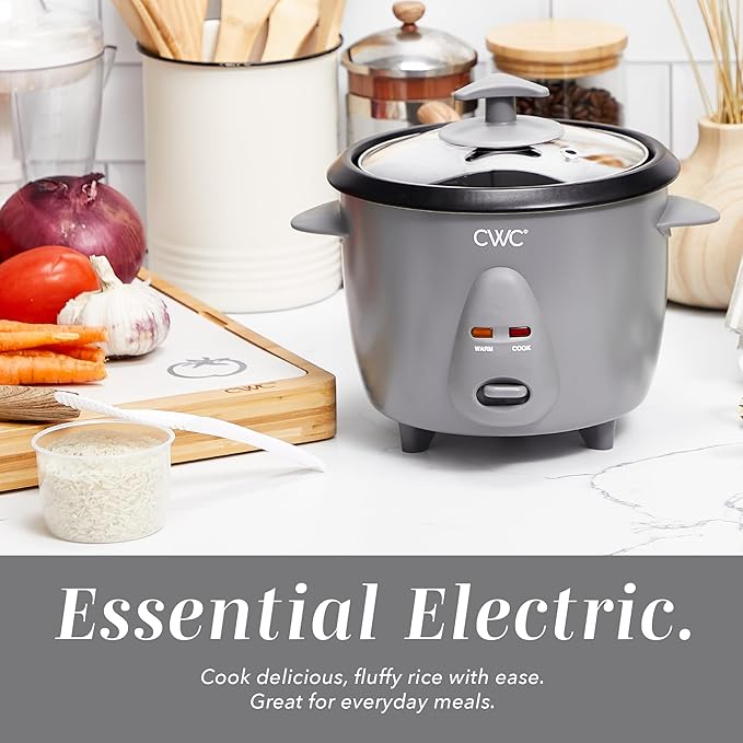 COOK WITH COLOR 6 Cup Rice Cooker 300W - Effortless Cooking and Perfectly Cooks 3 Cups of Raw Rice for 6 Cups of Cooked Rice Grey