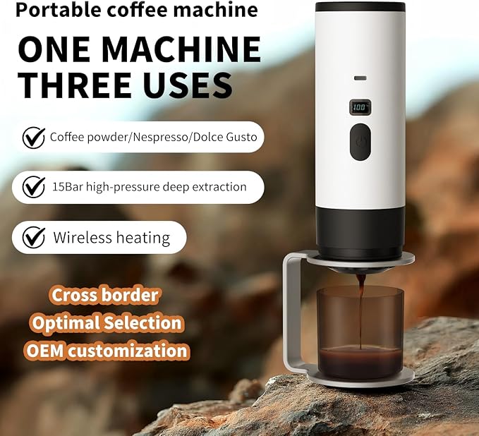 3-in-1 Single Serve Coffee MakerWireless Protable Coffee Machine Vacuum Pressured AvailableAutomatic Extraction and Real-time Heating Vacuum Coffee Maker for TravellingValentines GiftGold
