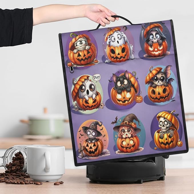 cfpolar Kitchen Aid Mixer Cover Compatible with 6-8 Quarts Halloween Ghost Monster Skull Pumpkin Stand Mixer Cover Kitchen Aid Mixers Accessories Appliance Organizer Bag Dust Covers with Zipper Pocket