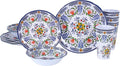 Melamine Dinnerware Set for 4-16 Pcs:Camping Dishes Set with Dinner PlatesSalad PlatesCups and Bowls.Lightweight and UnbreakableIndoor and Outdoor Use flower28