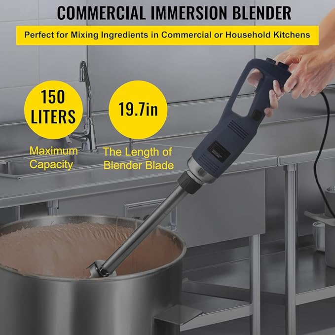VEVOR Commercial Immersion Blender 750W Variable Speed Heavy Duty Hand Mixer 304 Stainless Steel Hand Blender (19.7)