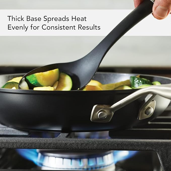 KitchenAid Hard Anodized Induction Nonstick Frying Pan Set With Lid 3-Piece – 8 &amp 10 Inch Skillets Durable Even Heating Dishwasher &amp Oven Safe Easy-Clean Matte Black