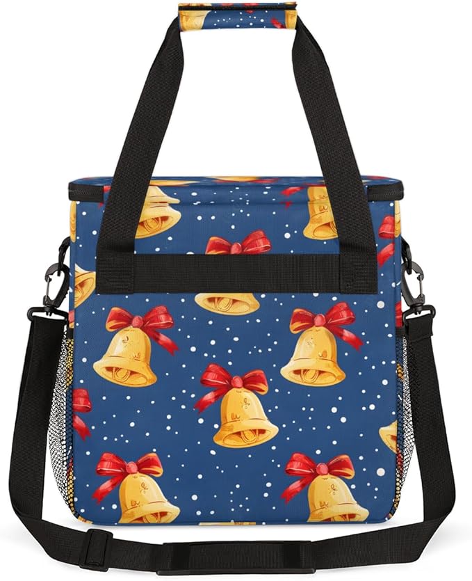 Christmas Bell Coffee Maker Carrying Bag Portable Travel Storage Tote Bag Compatible with K-Mini or K-Mini Plus Single Serve Coffee Brewer Carrying Case with Multiple Pockets &amp Shoulder Strap