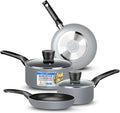 SereneLife Kitchenware Pots and Pans Set Basic Kitchen Nonstick Cookware Set Heat Resistant Lacquer (6-Piece Set) One Size Gray