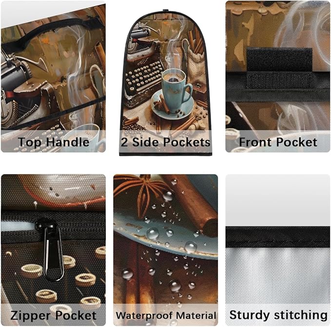 cfpolar Kitchen Aid Mixer Cover Compatible with 6-8 Quarts Coffee Spice Pattern Stand Mixer Cover Kitchen Aid Mixers Accessories Appliance Organizer Bag Dust Covers with Zipper Pocket