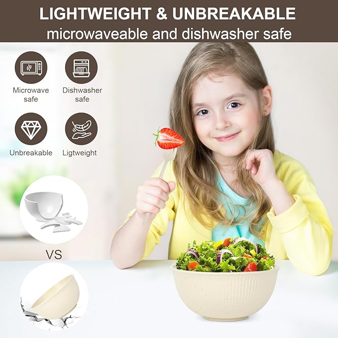 36PCS Wheat Straw Dinnerware Set for 4 Lightweight Reusable Unbreakable Dinner Set for Home Camping and Trave