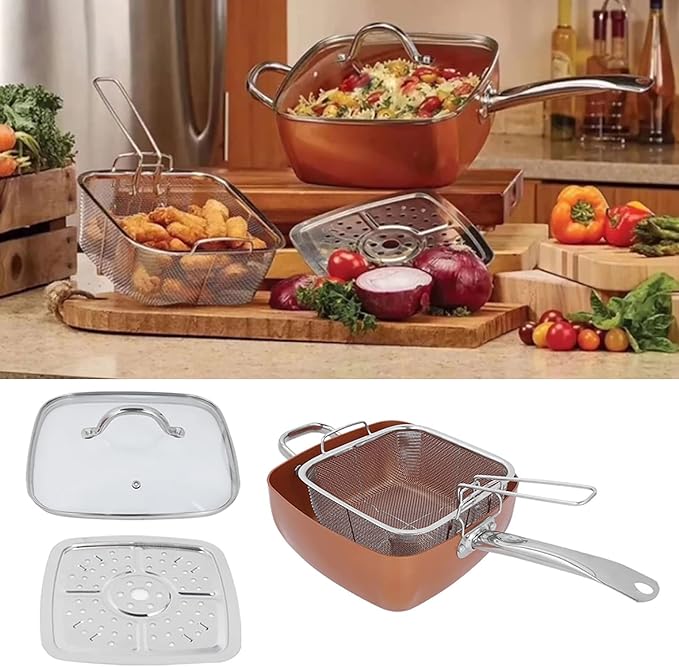 4Pcs Set Stainless Steel NonStick Frying Pan Multifunctional Saucepan Kitchen Supplies Pots for Baking Frying Roasting