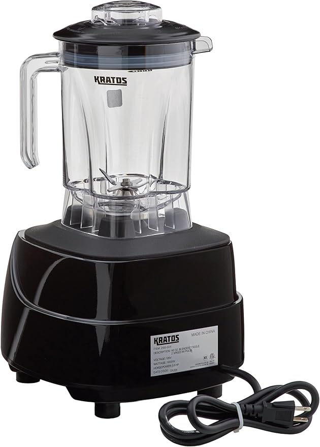 Kratos Commercial 3.5 HP Blender with Toggle Controls Pulse Feature 48 Oz. Jar 120V 1800W 5-15P Plug Black Countertop Professional Blender (29B-004)