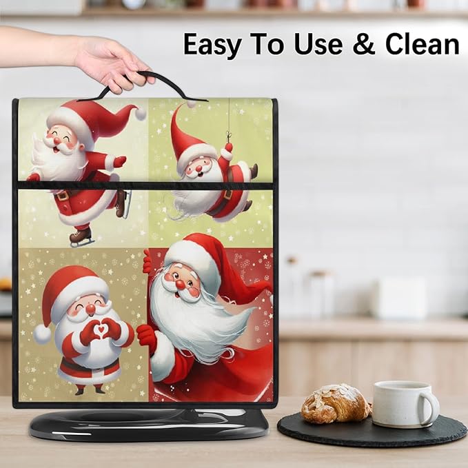 cfpolar Kitchen Aid Mixer Cover Compatible with 6-8 Quarts Xmas Santa Claus Christmas Stand Mixer Cover Kitchen Aid Mixers Accessories Appliance Organizer Bag Dust Covers with Zipper Pocket