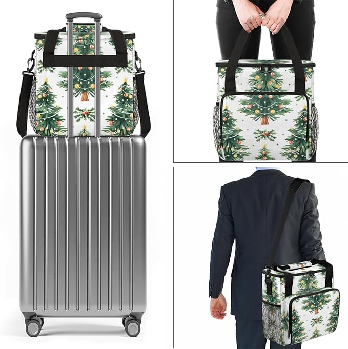 Christmas Festivals Coffee Maker Carrying Bag Modern Tree Travel Storage Bag Compatible with K-Mini or K-Mini Plus Single Serve Coffee Brewer Carrying Case with Multiple Pockets &amp Shoulder Strap